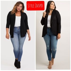 Black Open Front Cardigan